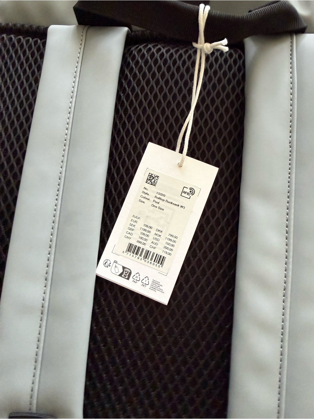 NWT - Rains Rolltop Rucksack - pool grey - Picture 4 of 7